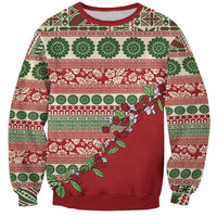 Fiji Marau na Kerisimasi Sweatshirt Red Tagimoucia Tapa Masi Tribal - Polynesian Pride