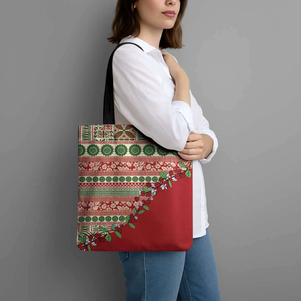 Fiji Marau na Kerisimasi Tote Bag Red Tagimoucia Tapa Masi Tribal - Polynesian Pride