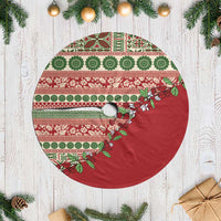 Fiji Marau na Kerisimasi Tree Skirt Red Tagimoucia Tapa Masi Tribal - Polynesian Pride