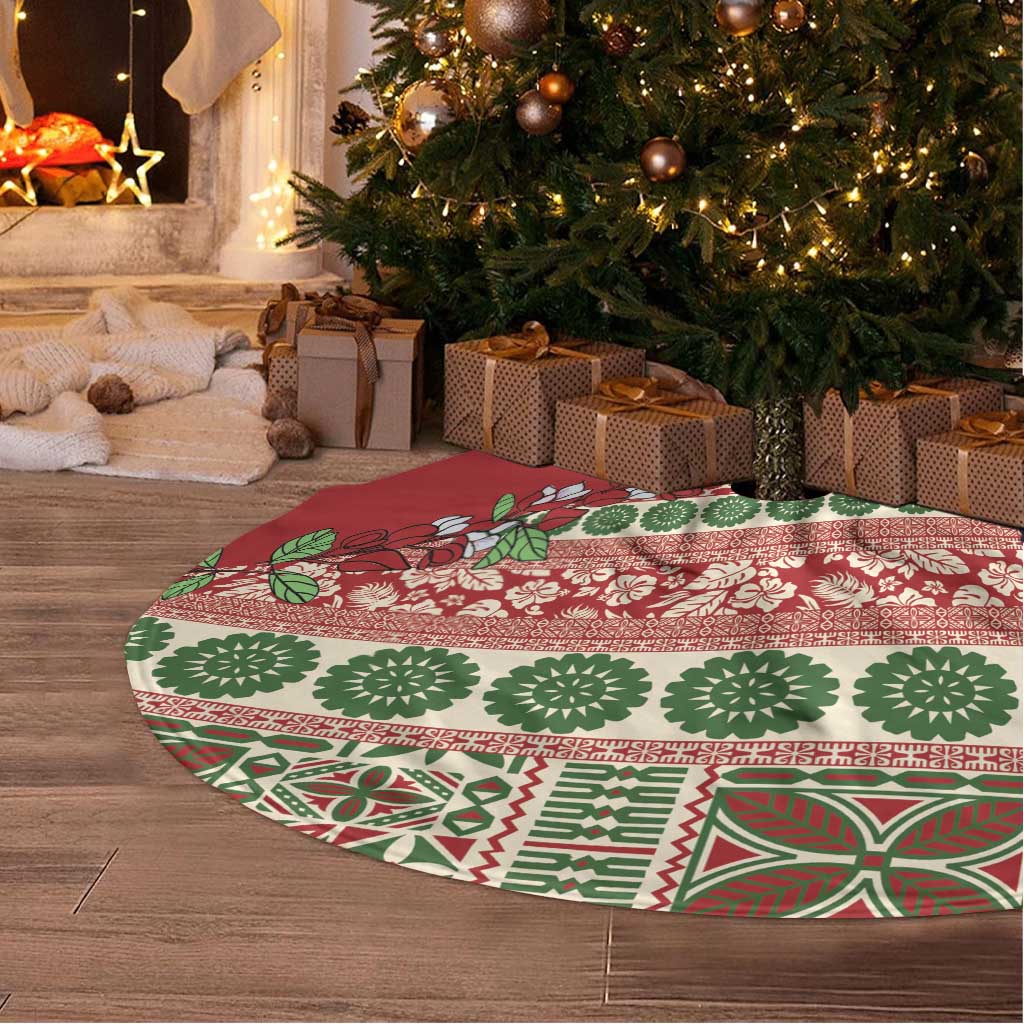 Fiji Marau na Kerisimasi Tree Skirt Red Tagimoucia Tapa Masi Tribal - Polynesian Pride