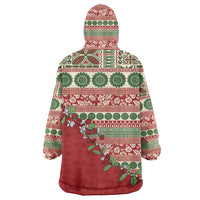Fiji Marau na Kerisimasi Wearable Blanket Hoodie Red Tagimoucia Tapa Masi Tribal - Polynesian Pride