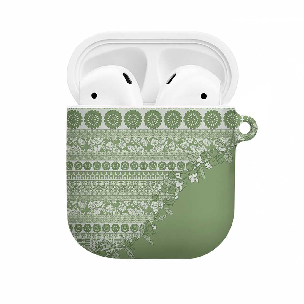 Fiji Marau na Kerisimasi AirPods Case Sage Green Tagimoucia Tapa Masi Tribal - Polynesian Pride