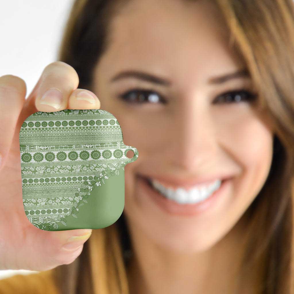 Fiji Marau na Kerisimasi AirPods Case Sage Green Tagimoucia Tapa Masi Tribal - Polynesian Pride