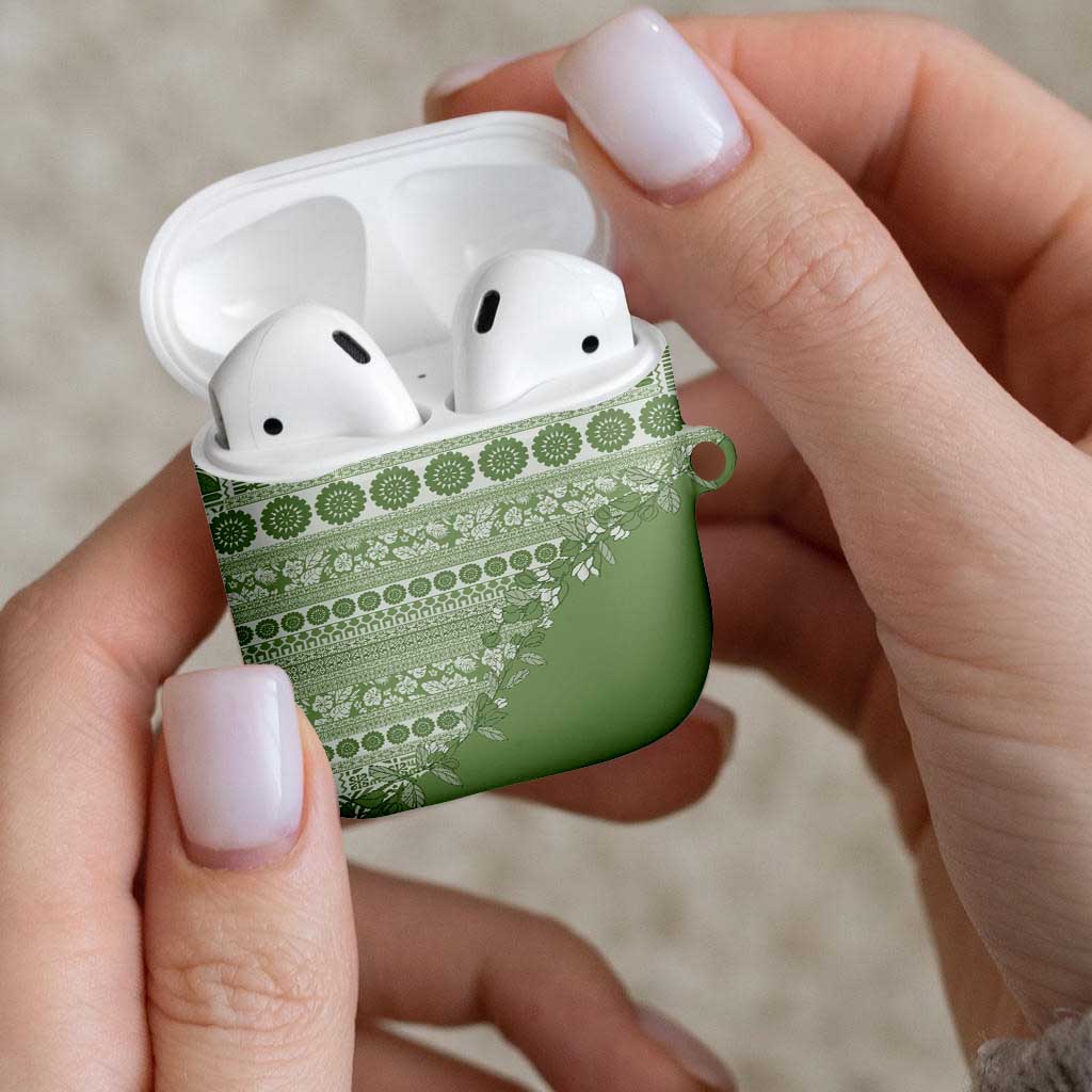 Fiji Marau na Kerisimasi AirPods Case Sage Green Tagimoucia Tapa Masi Tribal - Polynesian Pride