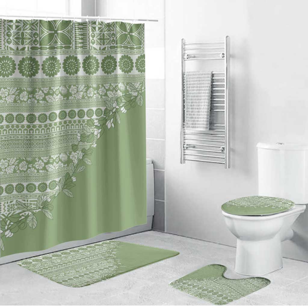 Fiji Marau na Kerisimasi Bathroom Set Sage Green Tagimoucia Tapa Masi Tribal - Polynesian Pride