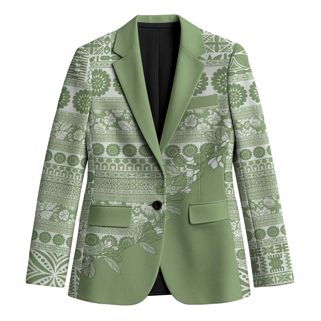 Fiji Marau na Kerisimasi Blazer Sage Green Tagimoucia Tapa Masi Tribal - Polynesian Pride