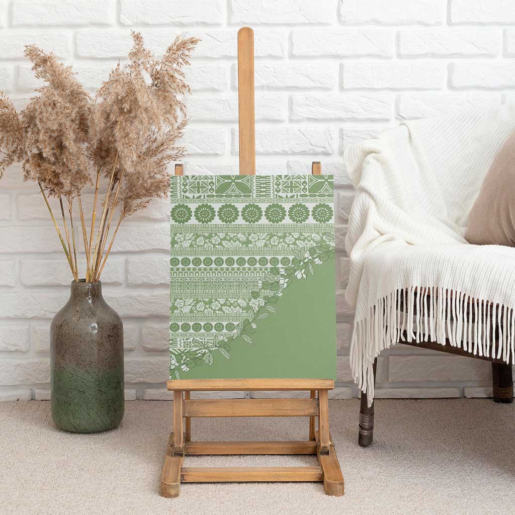 Fiji Marau na Kerisimasi Canvas Wall Art Sage Green Tagimoucia Tapa Masi Tribal - Polynesian Pride