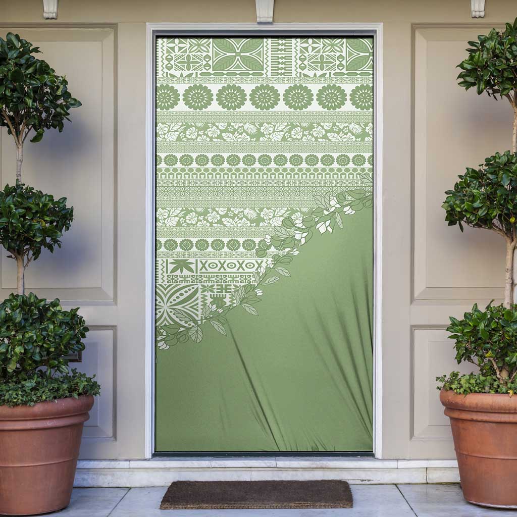 Fiji Marau na Kerisimasi Door Cover Sage Green Tagimoucia Tapa Masi Tribal - Polynesian Pride
