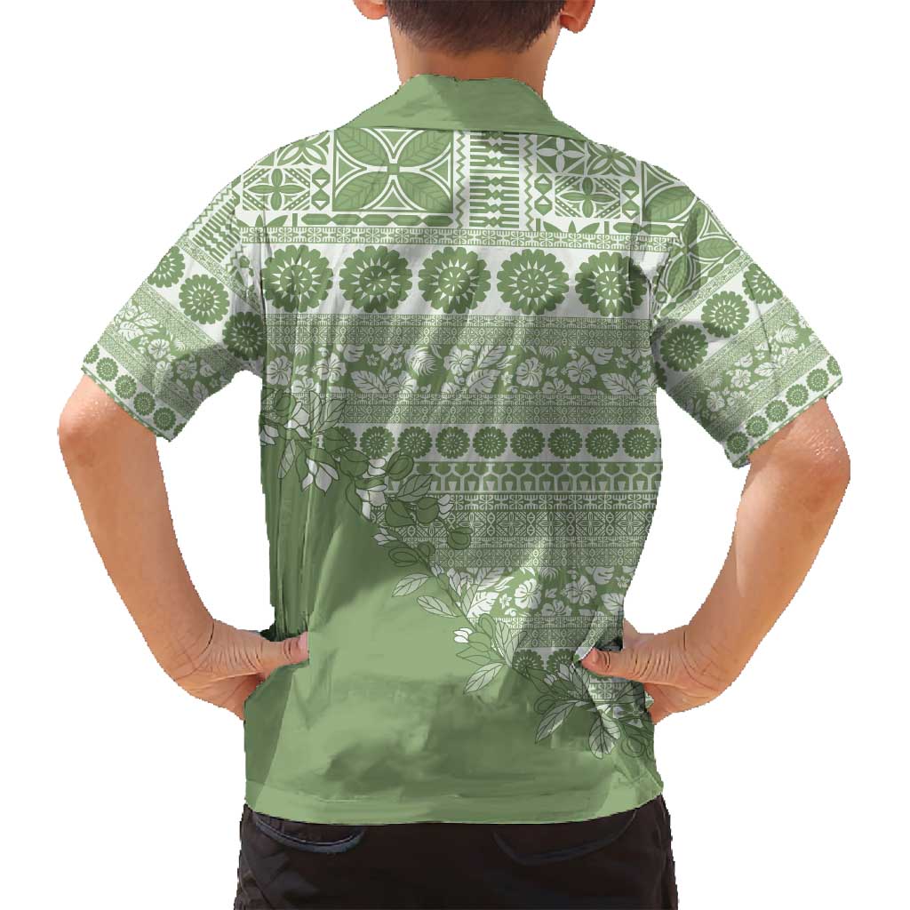 Fiji Marau na Kerisimasi Family Matching Puletasi and Hawaiian Shirt Sage Green Tagimoucia Tapa Masi Tribal - Polynesian Pride
