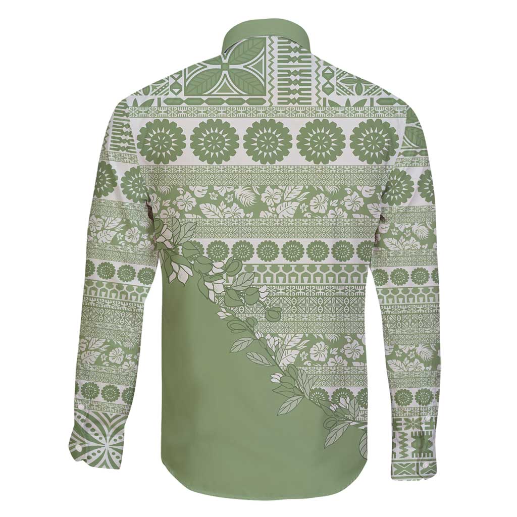 Fiji Marau na Kerisimasi Family Matching Puletasi and Hawaiian Shirt Sage Green Tagimoucia Tapa Masi Tribal - Polynesian Pride