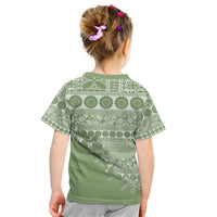 Fiji Marau na Kerisimasi Kid T Shirt Sage Green Tagimoucia Tapa Masi Tribal - Polynesian Pride