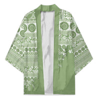 Fiji Marau na Kerisimasi Kimono Sage Green Tagimoucia Tapa Masi Tribal - Polynesian Pride