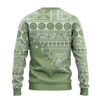 Fiji Marau na Kerisimasi Ugly Christmas Sweater Sage Green Tagimoucia Tapa Masi Tribal - Polynesian Pride