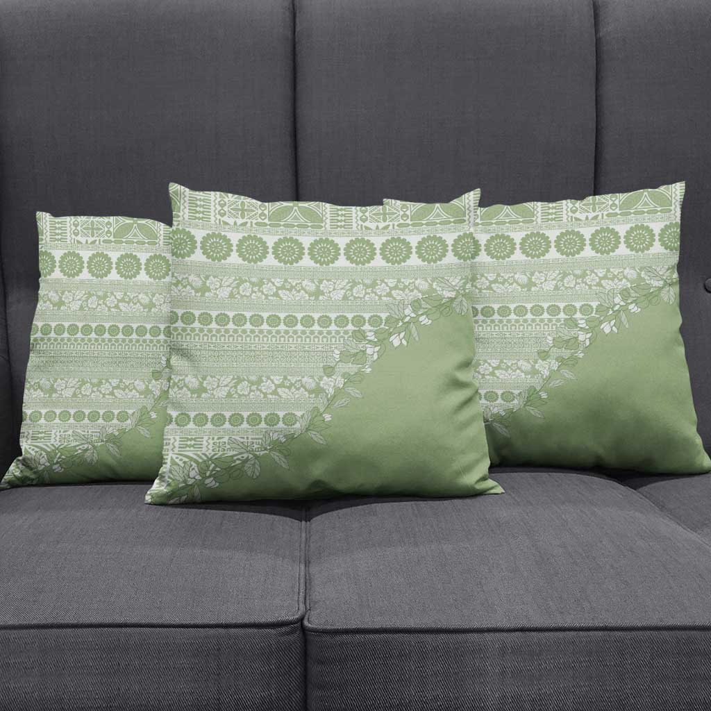 Fiji Marau na Kerisimasi Pillow Cover Sage Green Tagimoucia Tapa Masi Tribal - Polynesian Pride