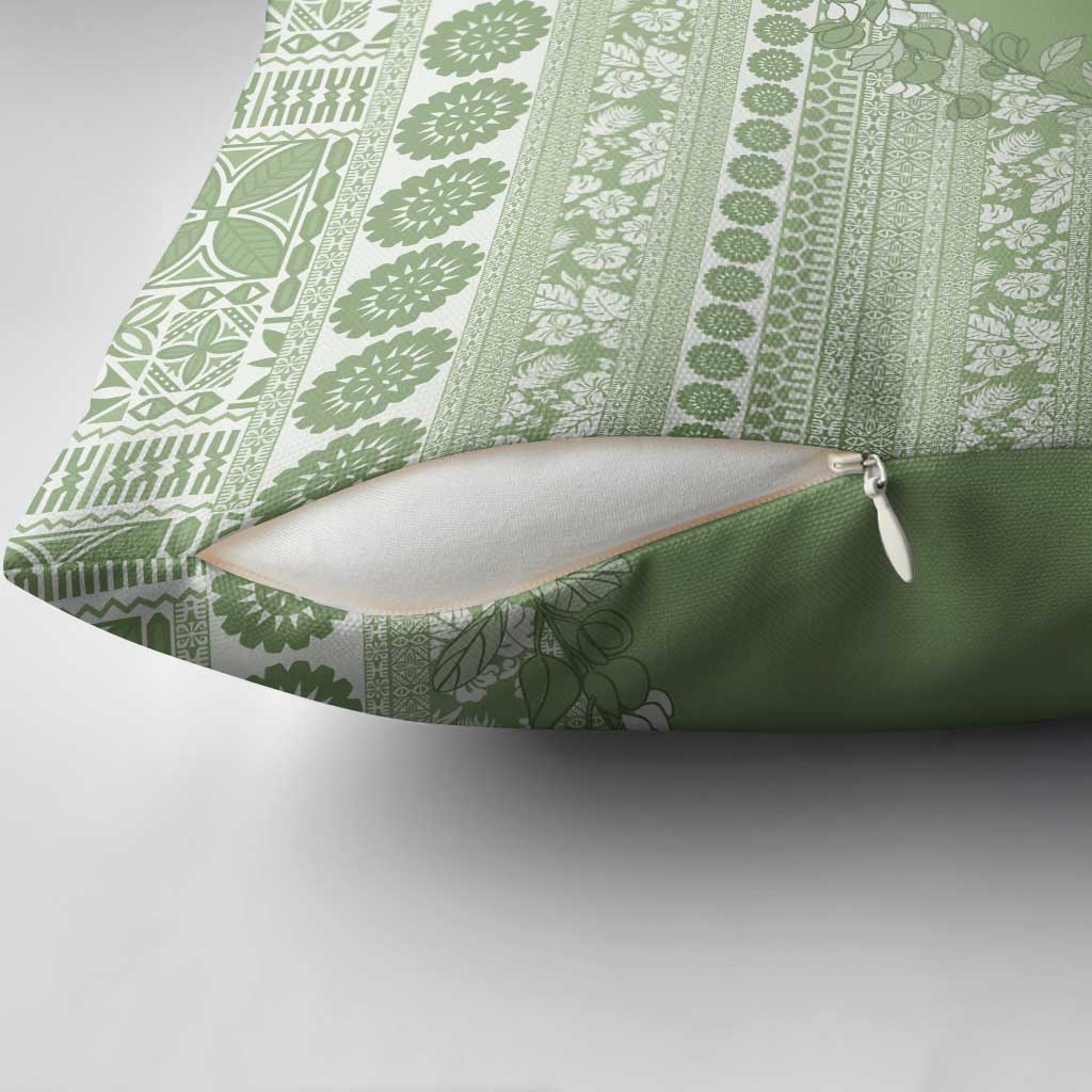 Fiji Marau na Kerisimasi Pillow Cover Sage Green Tagimoucia Tapa Masi Tribal - Polynesian Pride