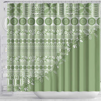 Fiji Marau na Kerisimasi Shower Curtain Sage Green Tagimoucia Tapa Masi Tribal - Polynesian Pride