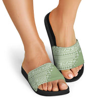Fiji Marau na Kerisimasi Slide Sandals Sage Green Tagimoucia Tapa Masi Tribal - Polynesian Pride