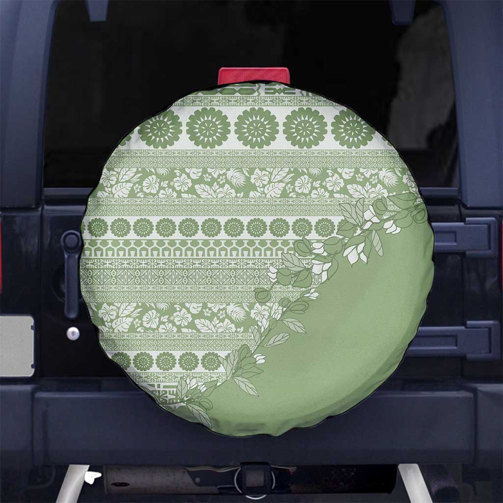 Fiji Marau na Kerisimasi Spare Tire Cover Sage Green Tagimoucia Tapa Masi Tribal - Polynesian Pride