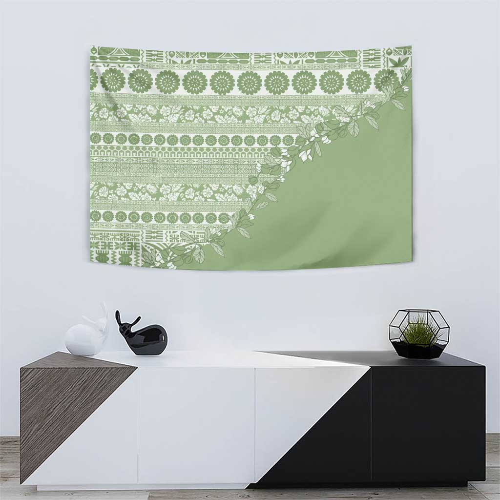Fiji Marau na Kerisimasi Tapestry Sage Green Tagimoucia Tapa Masi Tribal - Polynesian Pride