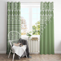 Fiji Marau na Kerisimasi Window Curtain Sage Green Tagimoucia Tapa Masi Tribal - Polynesian Pride
