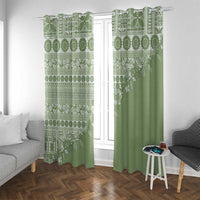 Fiji Marau na Kerisimasi Window Curtain Sage Green Tagimoucia Tapa Masi Tribal - Polynesian Pride