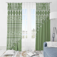 Fiji Marau na Kerisimasi Window Curtain Sage Green Tagimoucia Tapa Masi Tribal - Polynesian Pride