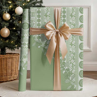 Fiji Marau na Kerisimasi Wrapping Paper Sage Green Tagimoucia Tapa Masi Tribal - Polynesian Pride