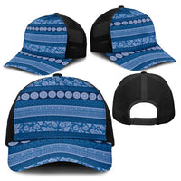 Fiji Marau na Kerisimasi Baseball Net Cap Blue Tapa Masi Inspired Christmas - Polynesian Pride