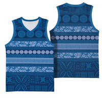 Fiji Marau na Kerisimasi Basketball Jersey Blue Tapa Masi Inspired Christmas - Polynesian Pride