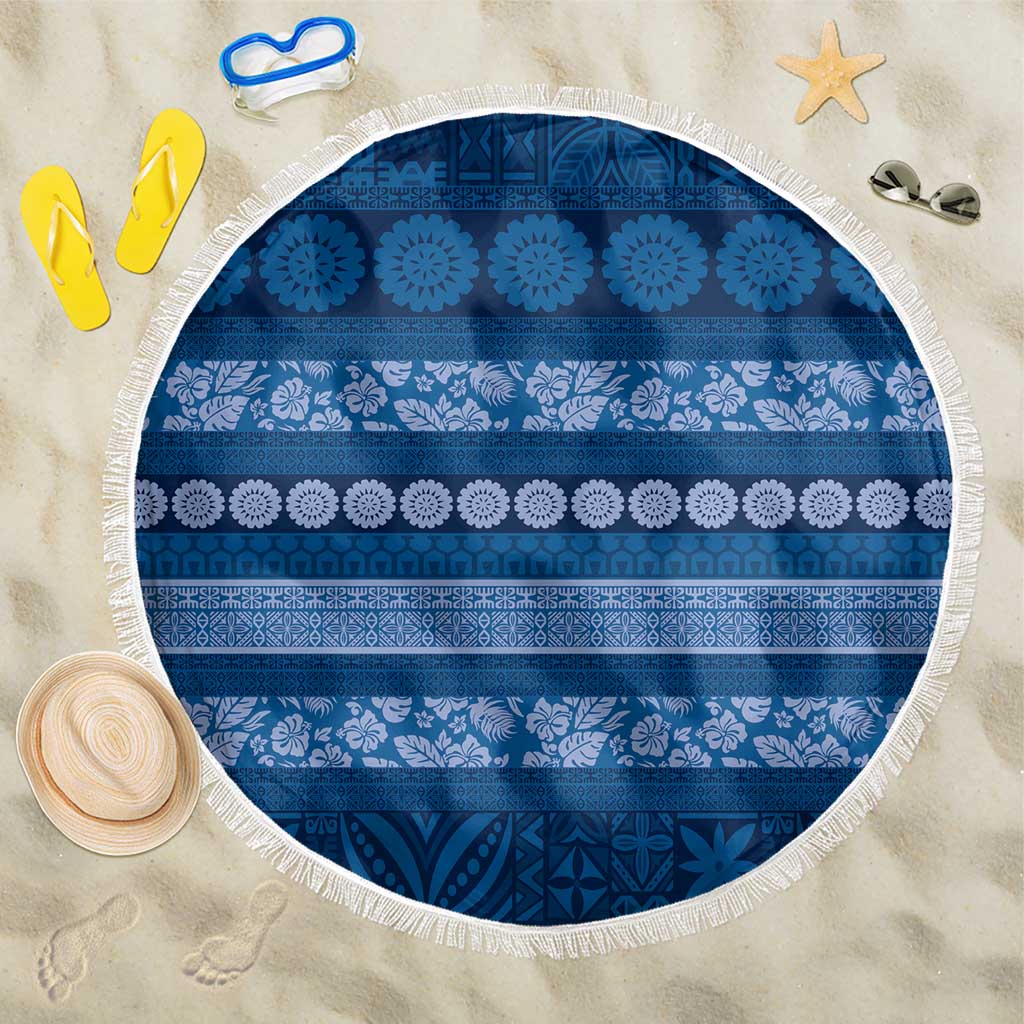 Fiji Marau na Kerisimasi Beach Blanket Blue Tapa Masi Inspired Christmas - Polynesian Pride