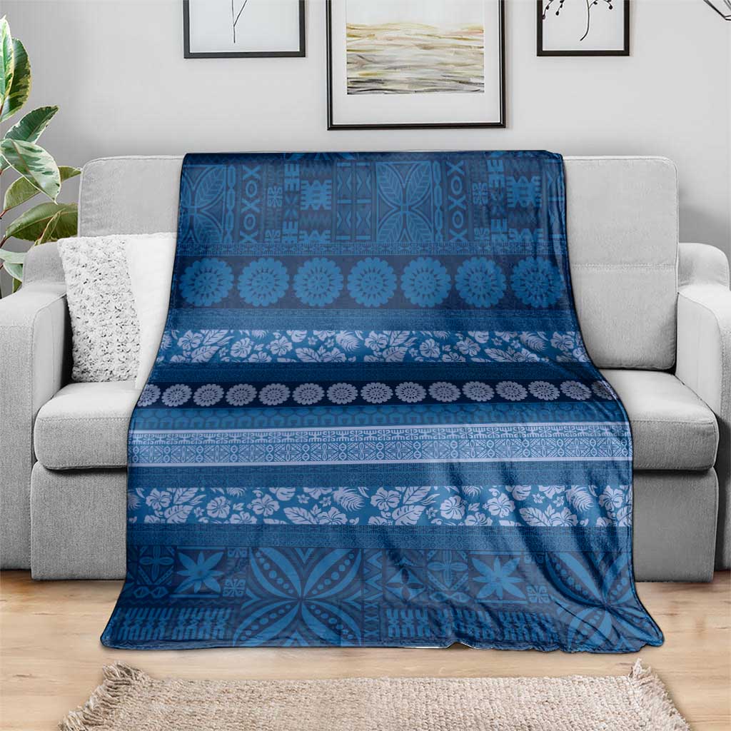 Fiji Marau na Kerisimasi Blanket Blue Tapa Masi Inspired Christmas - Polynesian Pride