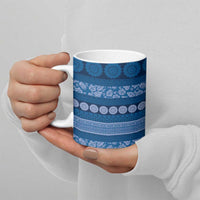 Fiji Marau na Kerisimasi Ceramic Mug Blue Tapa Masi Inspired Christmas - Polynesian Pride