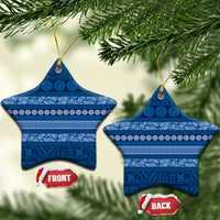 Fiji Marau na Kerisimasi Ceramic Ornament Blue Tapa Masi Inspired Christmas - Polynesian Pride