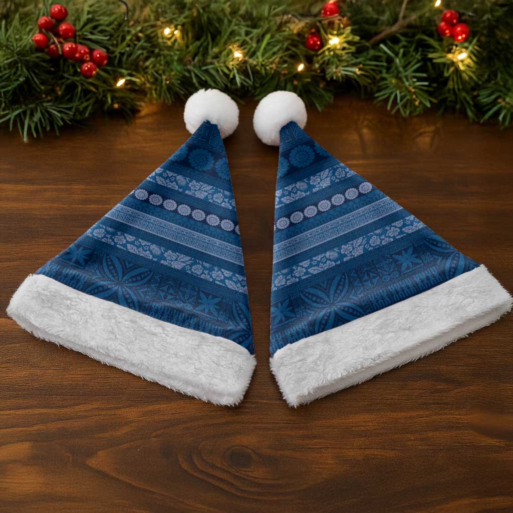 Fiji Marau na Kerisimasi Christmas Santa Hat Blue Tapa Masi Inspired Christmas - Polynesian Pride