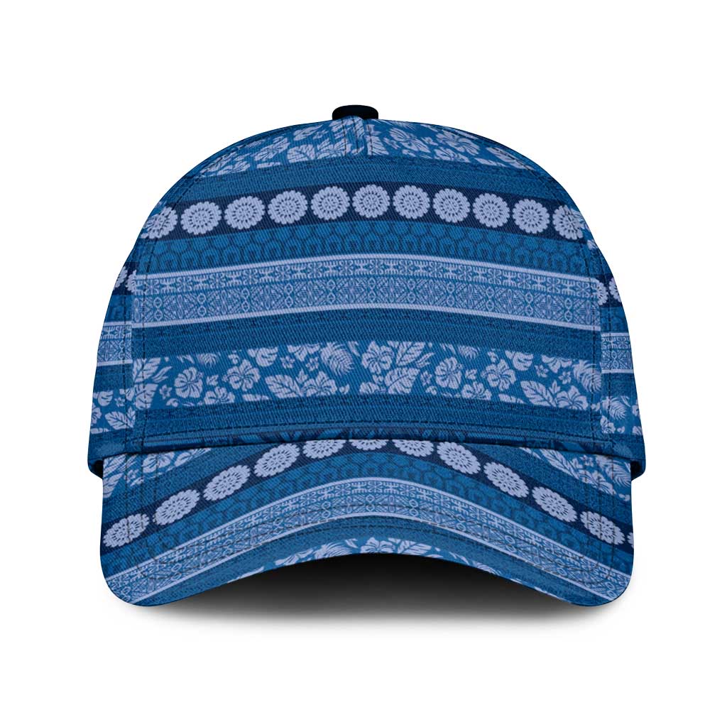 Fiji Marau na Kerisimasi Classic Cap Blue Tapa Masi Inspired Christmas - Polynesian Pride