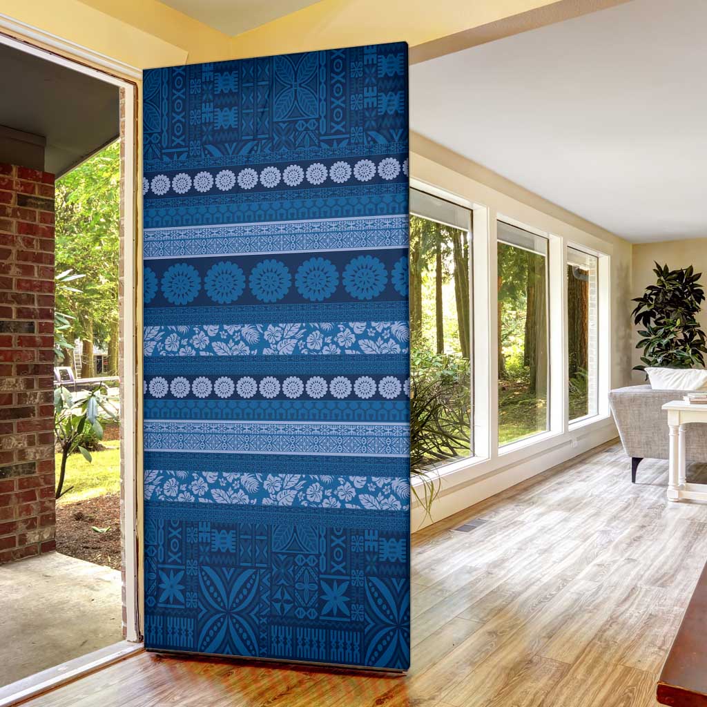 Fiji Marau na Kerisimasi Door Cover Blue Tapa Masi Inspired Christmas - Polynesian Pride