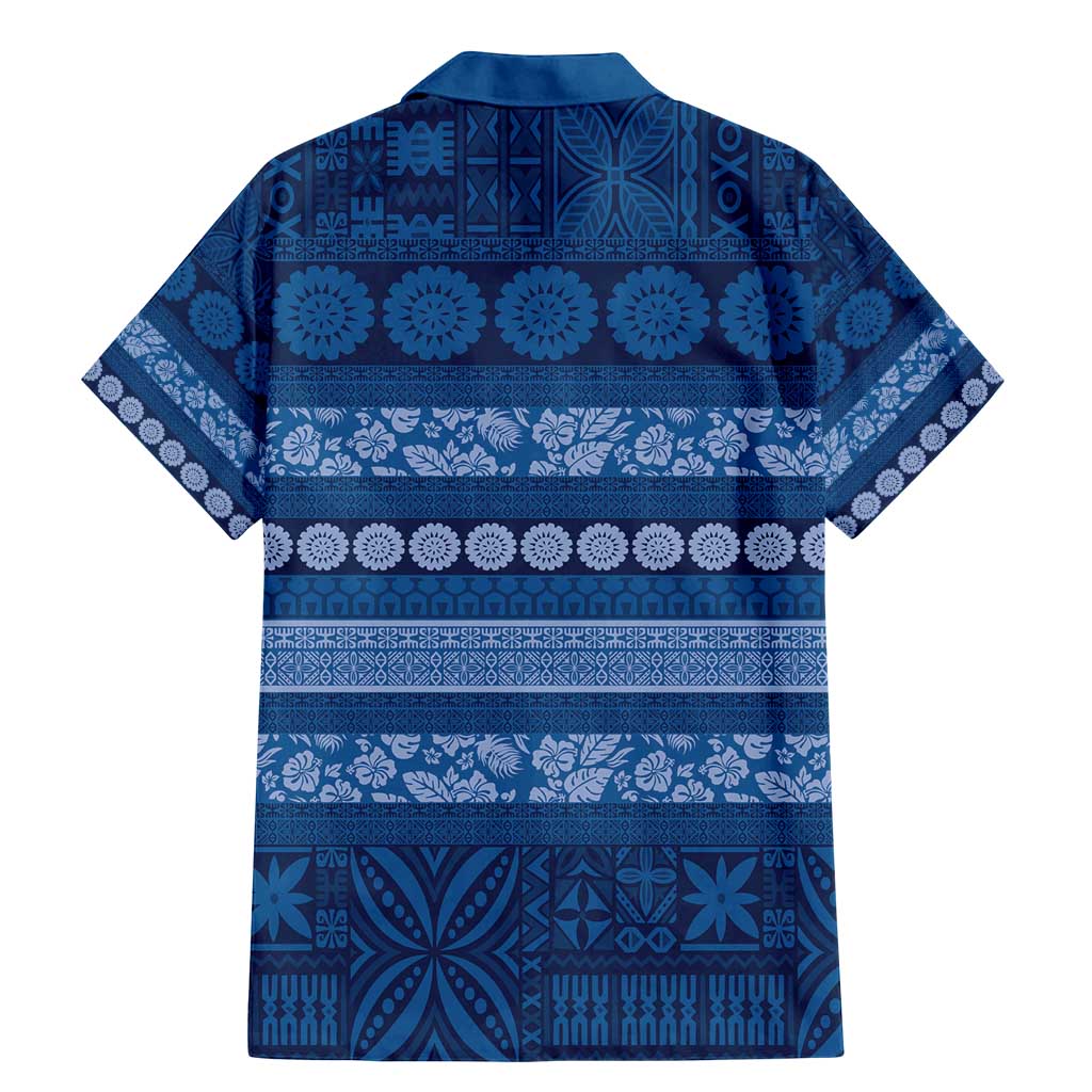 Fiji Marau na Kerisimasi Family Matching Mermaid Dress and Hawaiian Shirt Blue Tapa Masi Inspired Christmas - Polynesian Pride