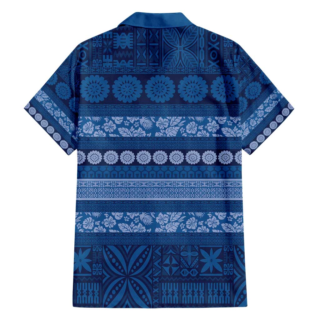 Fiji Marau na Kerisimasi Family Matching Summer Maxi Dress and Hawaiian Shirt Blue Tapa Masi Inspired Christmas - Polynesian Pride