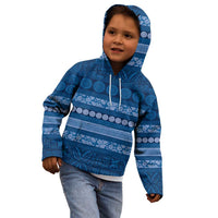 Fiji Marau na Kerisimasi Kid Hoodie Blue Tapa Masi Inspired Christmas - Polynesian Pride