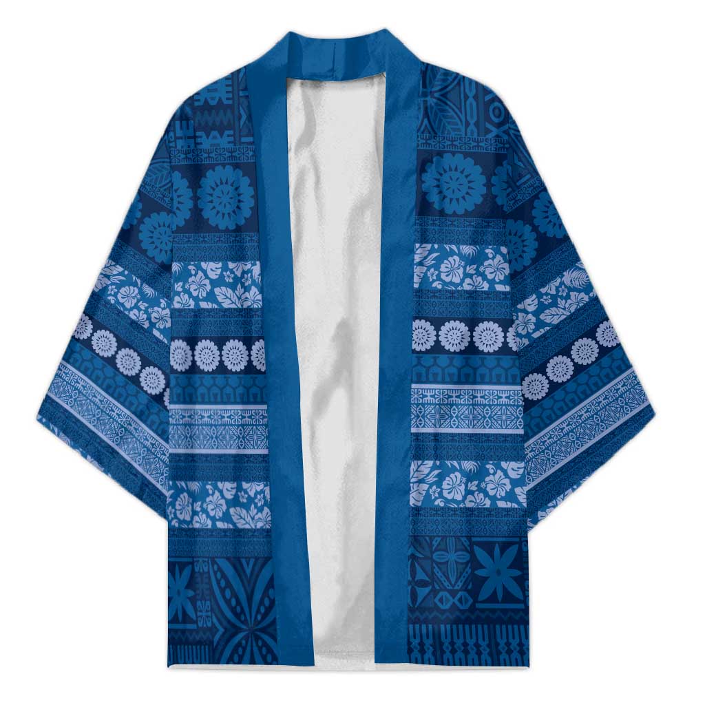 Fiji Marau na Kerisimasi Kimono Blue Tapa Masi Inspired Christmas - Polynesian Pride