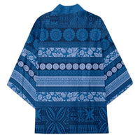 Fiji Marau na Kerisimasi Kimono Blue Tapa Masi Inspired Christmas - Polynesian Pride