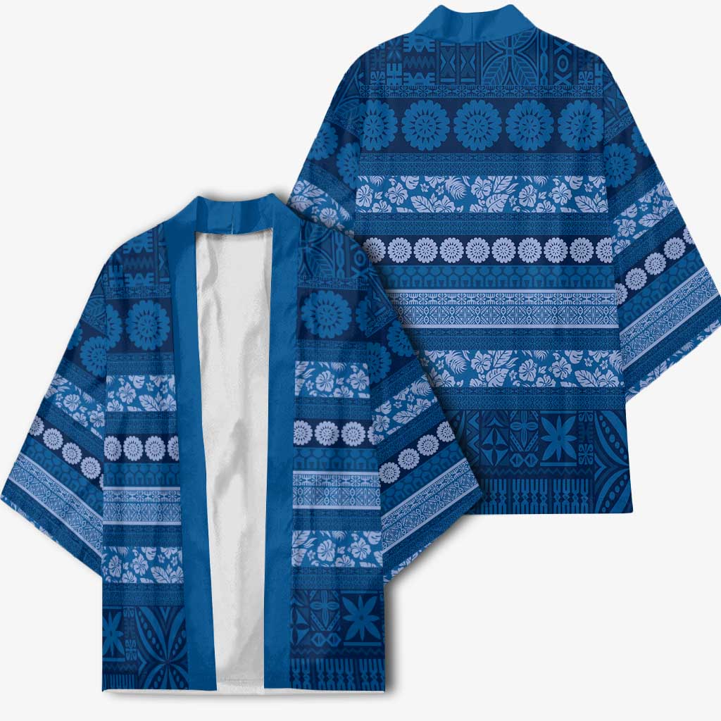 Fiji Marau na Kerisimasi Kimono Blue Tapa Masi Inspired Christmas - Polynesian Pride