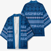Fiji Marau na Kerisimasi Kimono Blue Tapa Masi Inspired Christmas - Polynesian Pride