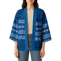 Fiji Marau na Kerisimasi Kimono Blue Tapa Masi Inspired Christmas - Polynesian Pride