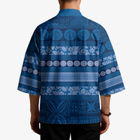 Fiji Marau na Kerisimasi Kimono Blue Tapa Masi Inspired Christmas - Polynesian Pride