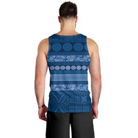 Fiji Marau na Kerisimasi Men Tank Top Blue Tapa Masi Inspired Christmas - Polynesian Pride