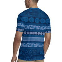 Fiji Marau na Kerisimasi Rugby Jersey Blue Tapa Masi Inspired Christmas - Polynesian Pride
