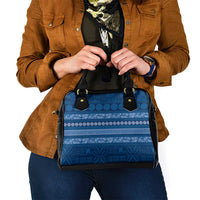 Fiji Marau na Kerisimasi Shoulder Handbag Blue Tapa Masi Inspired Christmas - Polynesian Pride