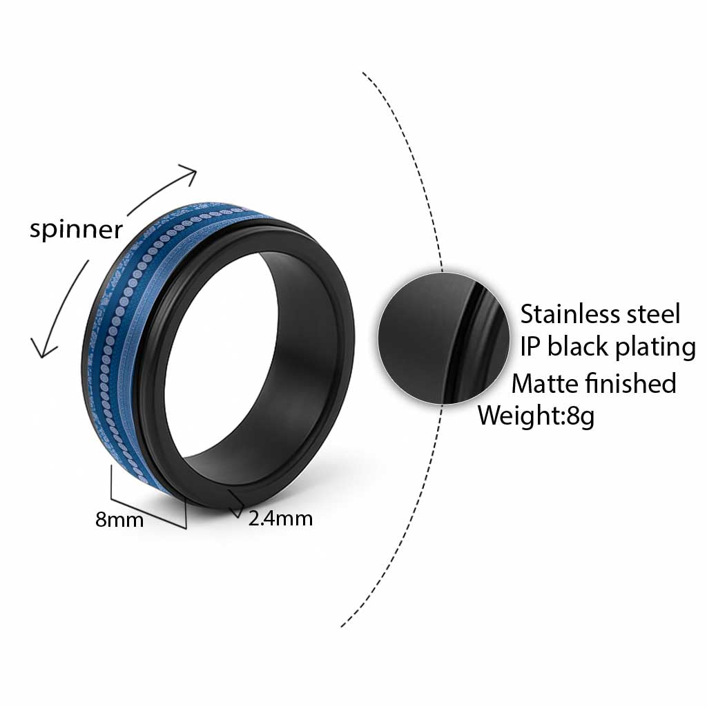 Fiji Marau na Kerisimasi Spinner Ring Blue Tapa Masi Inspired Christmas - Polynesian Pride