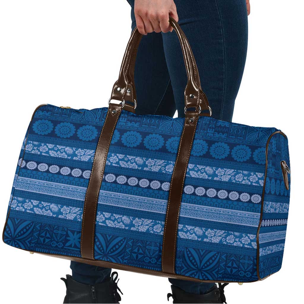 Fiji Marau na Kerisimasi Travel Bag Blue Tapa Masi Inspired Christmas - Polynesian Pride